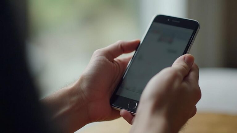 Close-up view of hands holding a black smartphone device