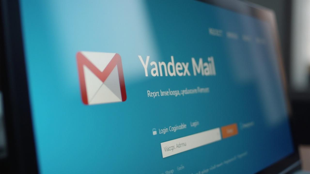 Image of the Yandex Mail login screen with the Yandex logo and login form.